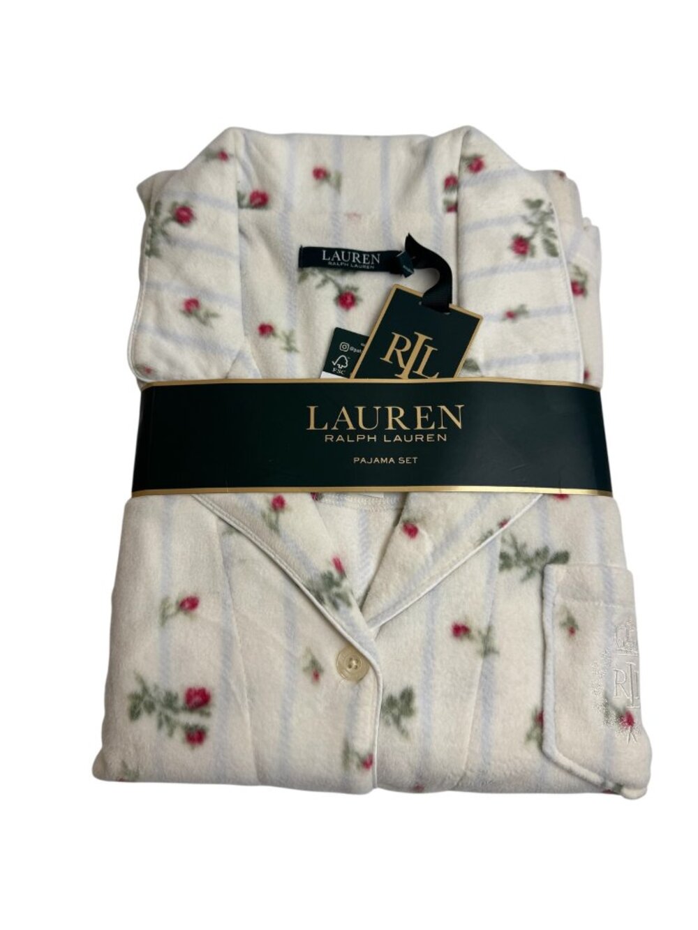 Lauren Ralph Lauren NEW 2 Piece Pajama Set Ivory Floral Loungewear Women Lrg PJ - Picture 6 of 6